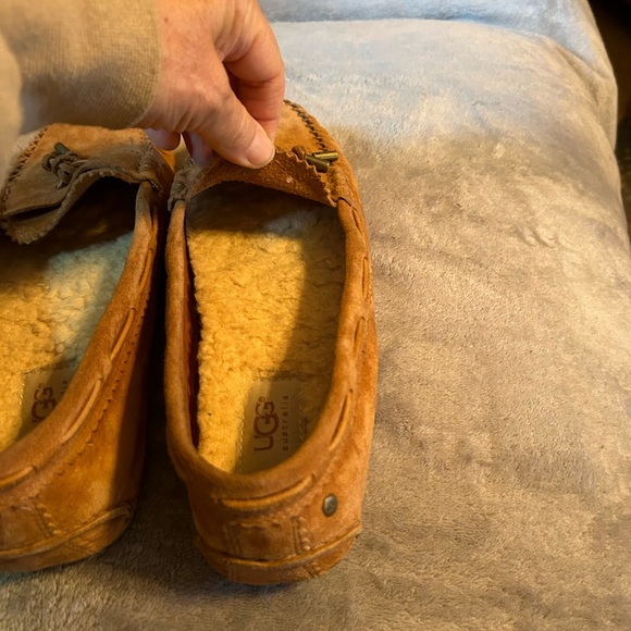 UGG Sz 8 Roni Moccasin Slipper Suede Leather Loafer Shoes Chestnut Brown Women’s - Picture 6 of 16
